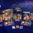 Disney Lorcana Trading Card Game produkty zobrazené na tmavém pozadí s logem Ravensburger.